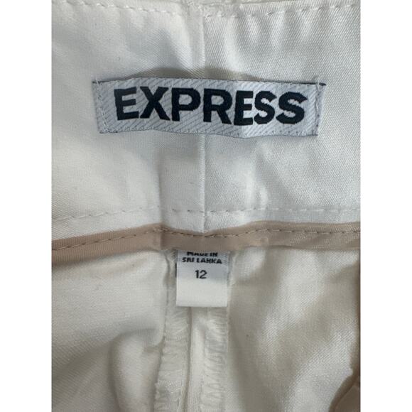 NEW Express White Cotton Shorts Womens 12 Flat Front 4.5 Inseam Pockets NWT - Picture 3 of 5